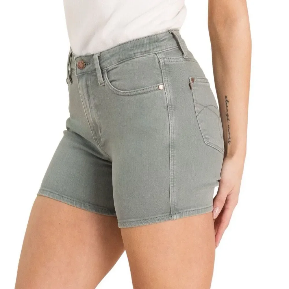 Judy Blue High Rise Stretch Denim Garment Dyed Shorts - Sage Green Large NWT